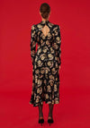 Exquise Floral Satin Maxi Dress, Black Multi