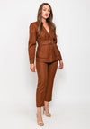 Exquise Woven Belted Blazer, Tan
