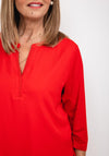 Frank Walder Tunic Neck Top, Red