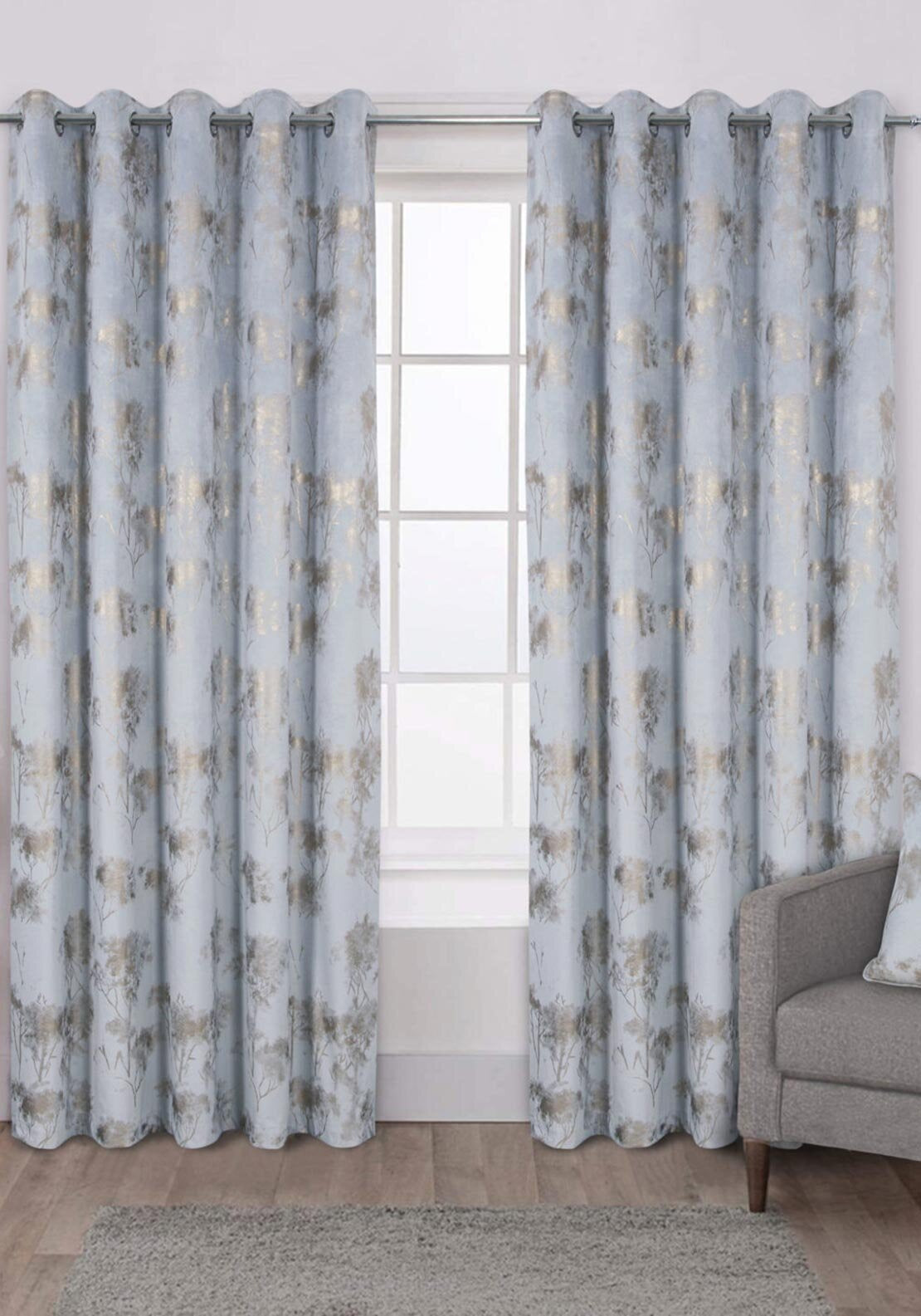 FRD Hazel Blackout Eyelet Readymade 90x90 Curtains, Ash