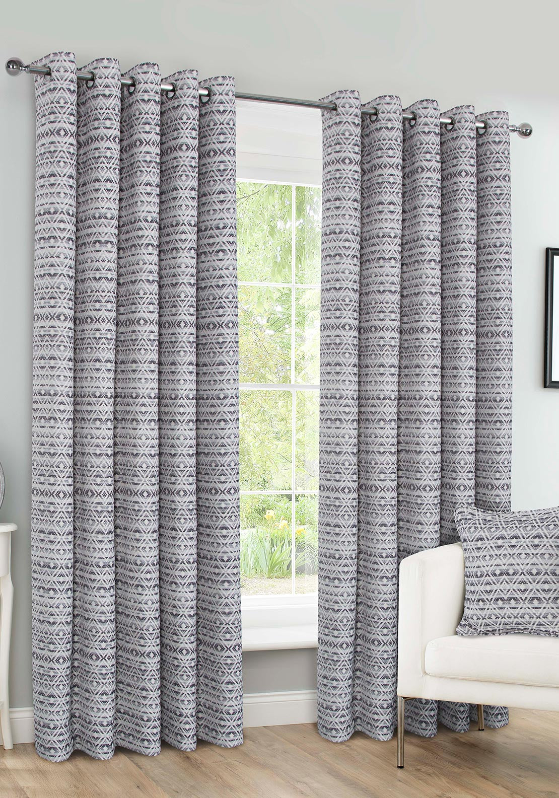 FRD Amelie Eyelet Black Out Curtains, Slate