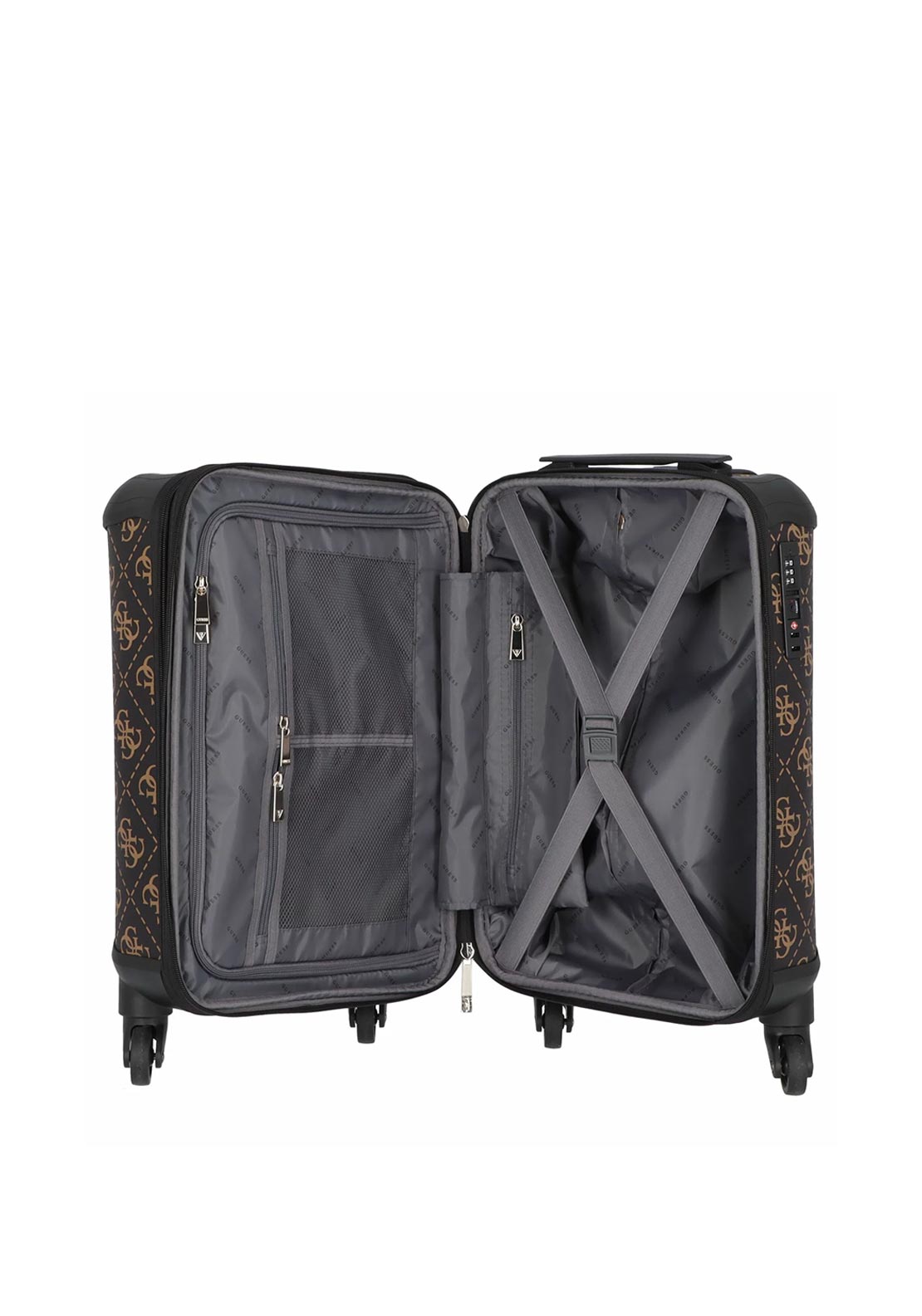 Guess Berta 4G Logo 4-wheel 18″ Spinner Suitcase, Brown