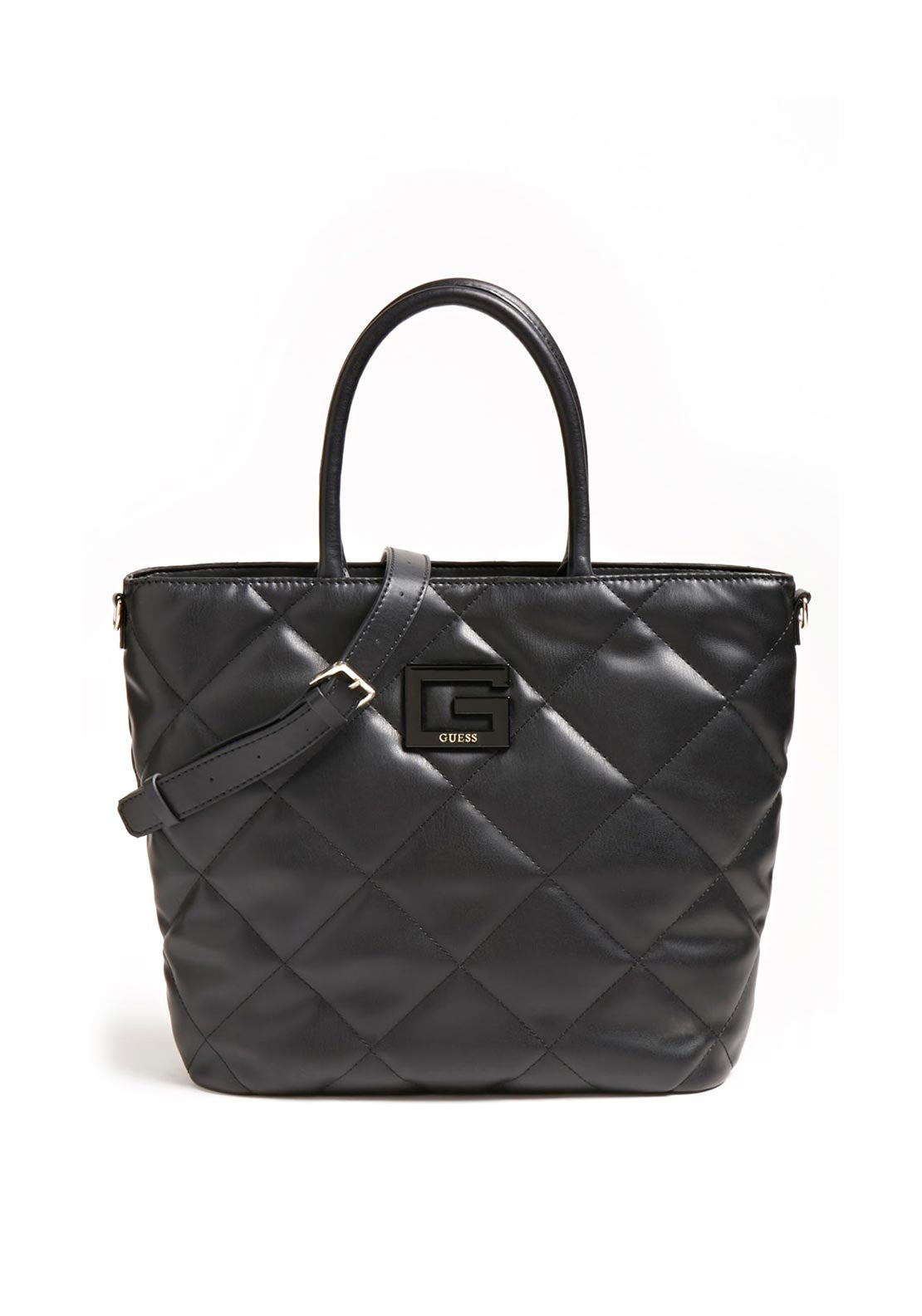 Guess Brightside Medium Quilted Shopper Bag, Black McElhinneys