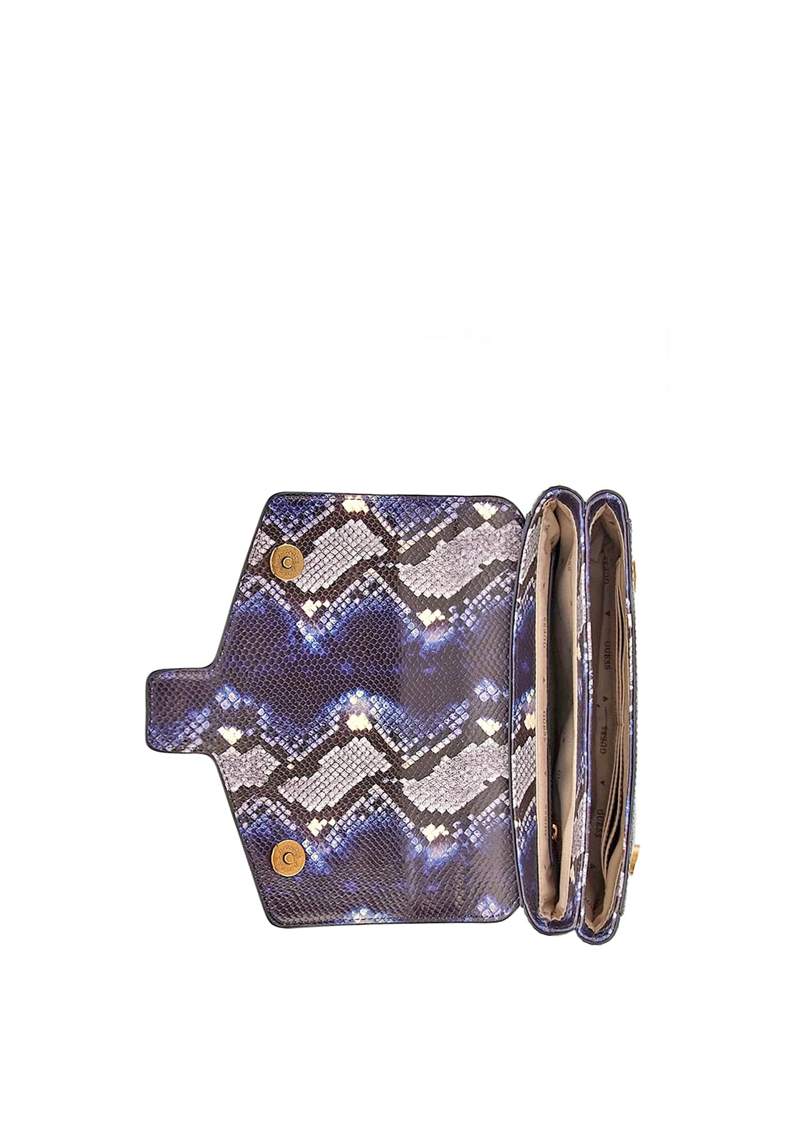 Guess Shenny Mini Cross Body Bag, Blue Python-Print