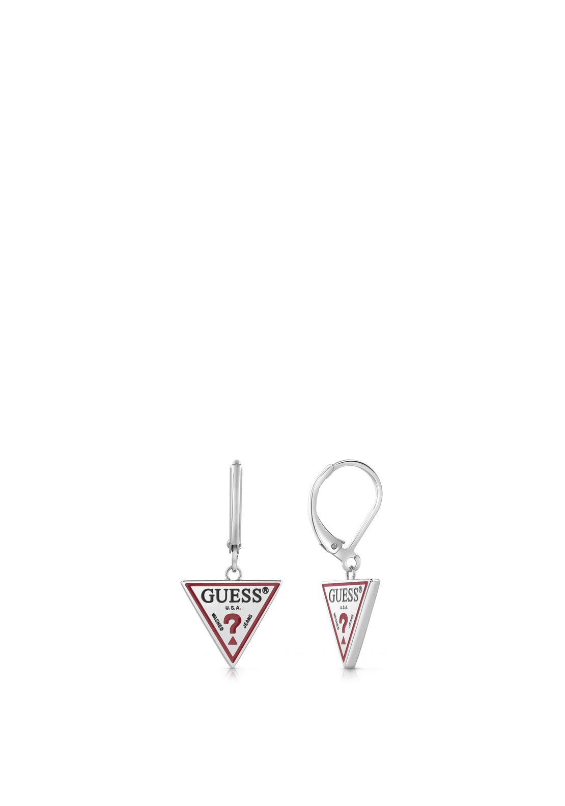 Guess LA Guesser Drop Earrings, Silver