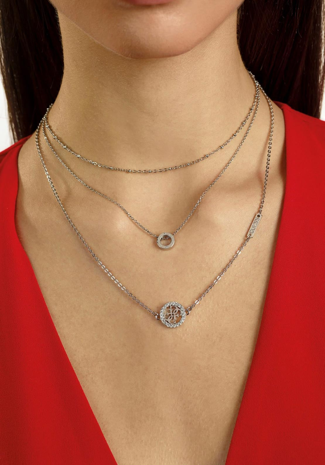 Guess ‘Equilibre’ Layered Necklace, Silver