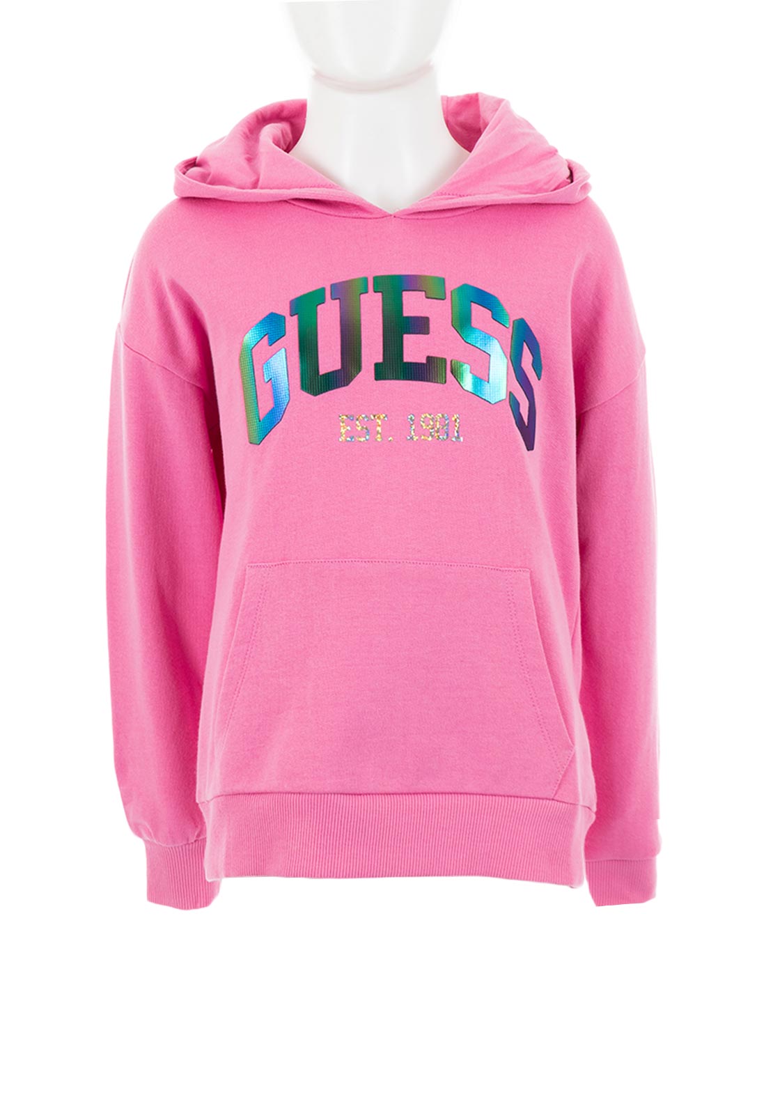 Guess Girls Logo Overhead Hoodie, Pink