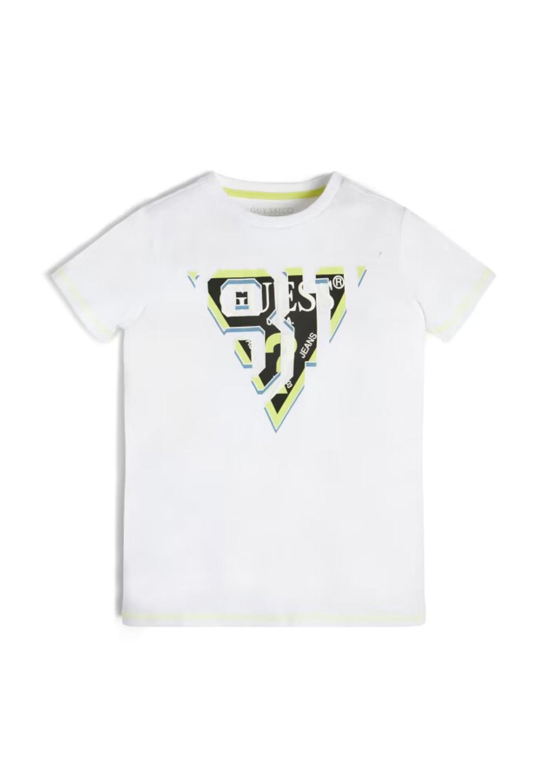 Guess Boys Triangle Logo T-Shirt, White