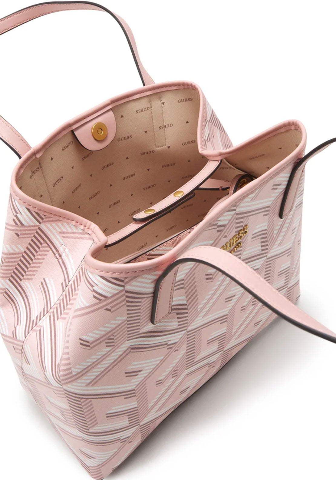 Guess Vikky Medium Logo Print Tote Bag, Pale Rose
