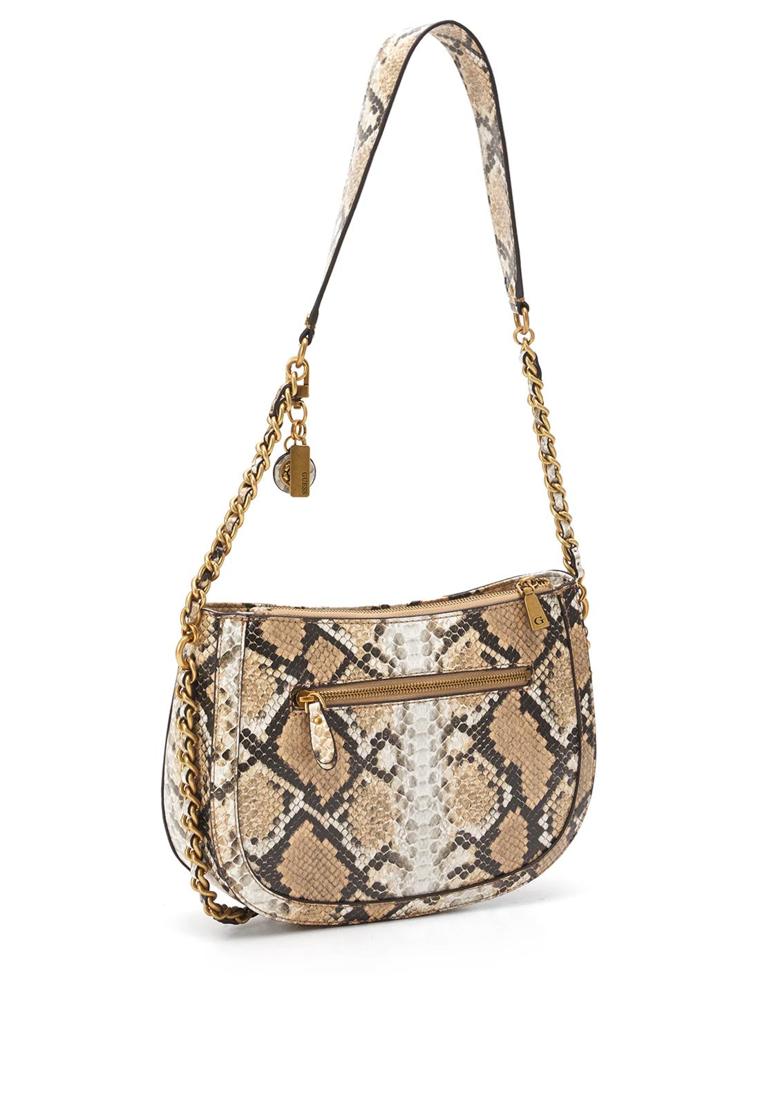 Guess Abey Python Finish Chain Side Shoulder Bag, Natural