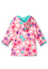 Hatley Girl Colourful Hearts Colour Changing Waterproof Raincoat, Pink