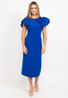 Herysa Puff Frill Shoulder Midi Dress, Royal Blue