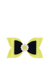 Hollihops And Flutterflies Flower Bow, Yellow and Navy