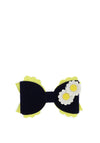 Hollihops And Flutterflies Floral Velvet Bow, Navy and Yellow
