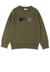 Hugo Boss Boys Boss Logo Knit Jumper, Khaki