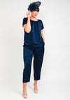 I Blues Two Piece Satin Top and Trouser Set, Navy