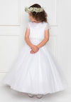Isabella IS21973 Glitter Shimmer Tulle Communion Dress, White