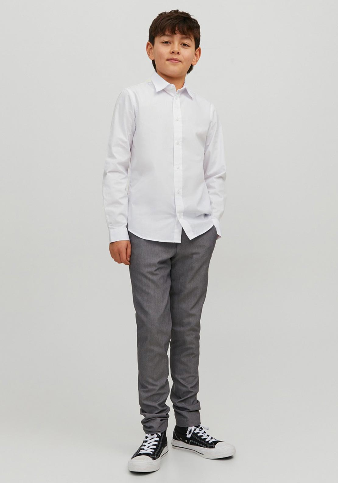 Jack & Jones Boys Joe Long Sleeve Plain Shirt, White