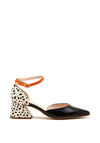 Jose Saenz Leather Dalmatian Block Heel Shoes, Black