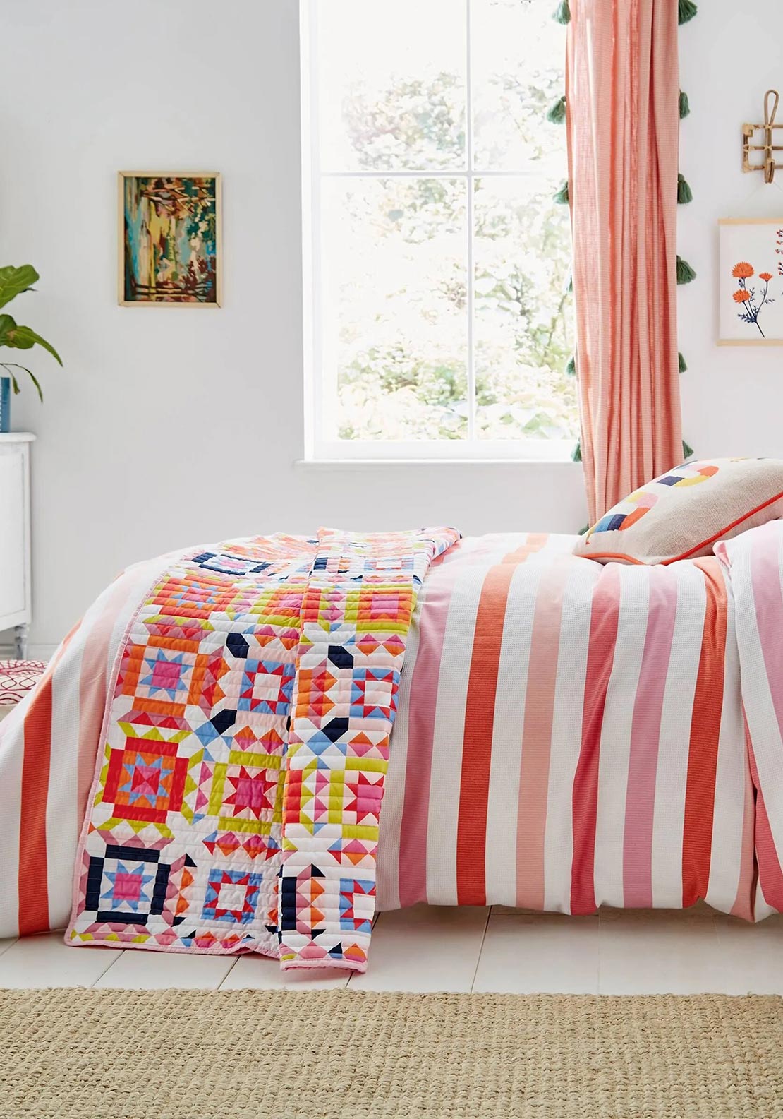 Joules Patchwork Quilted Bedspread Throw, Multi McElhinneys