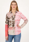 Just White Printed Blouse, Pink and Brown Multi