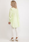 Just White Striped Oversized Striped Shirt, Green