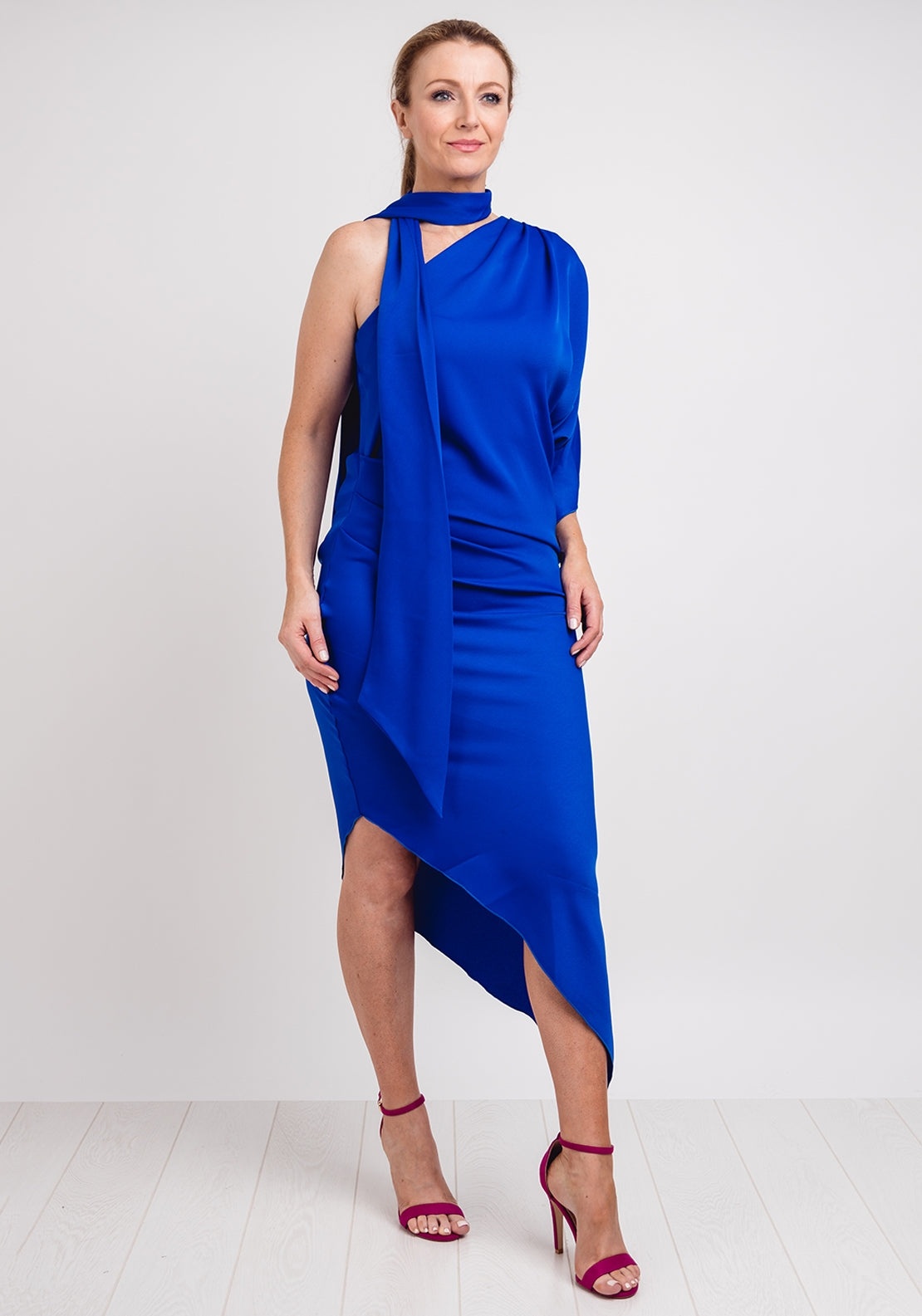Kevan Jon Sofia One Shoulder Asymmetric Dress, Cobalt Blue - McElhinneys