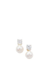 Kurate Jewellery Pearl & CZ Drop Earrings, Silver