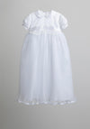 Laura D Design Pleated Tulle Long Christening Gown, White