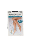 Marie Claire Extra Wide Sheer Knee High 20 Denier Twin Pack, Black