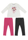 Mayoral Girls 3 Piece Top and Leggings Set, White Mix