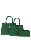 Zen Collection 3 in 1 Textured Faux Leather Satchel Bags & Purse, Green