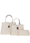 Zen Collection 3 in 1 Textured Faux Leather Satchel Bags & Purse, Off White