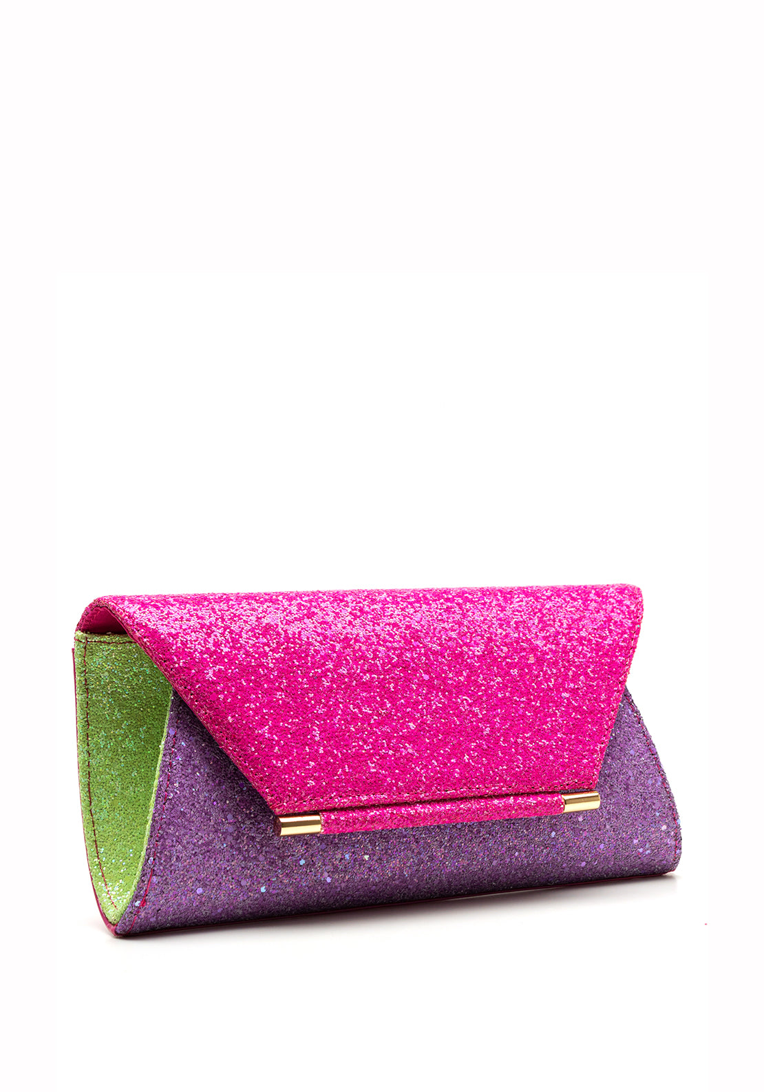 Menbur Glitter Fold Over Clutch Bag, Fuchsia Multi