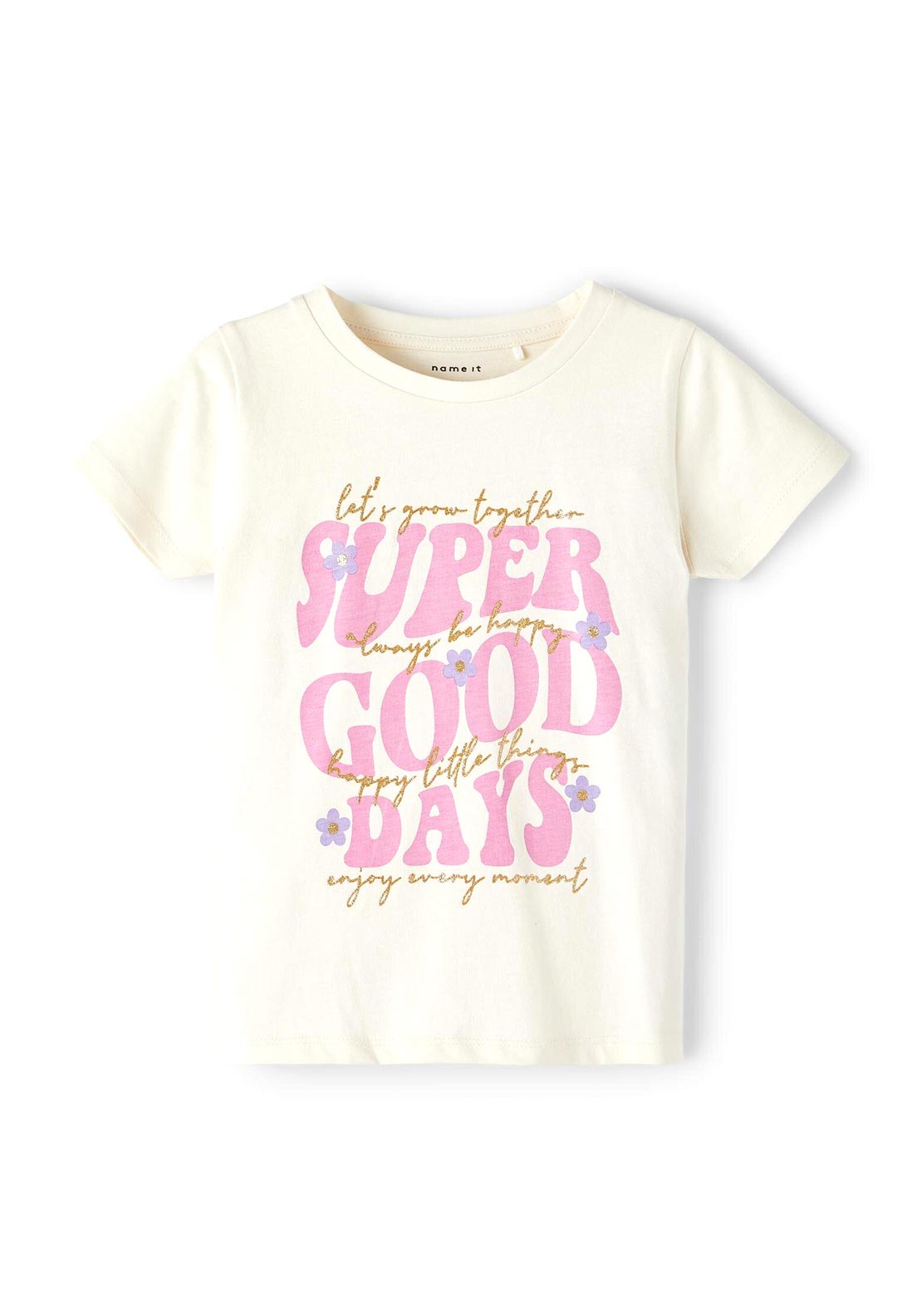Name It Mini Girl Belinda Short Sleeve Tee, Buttercream