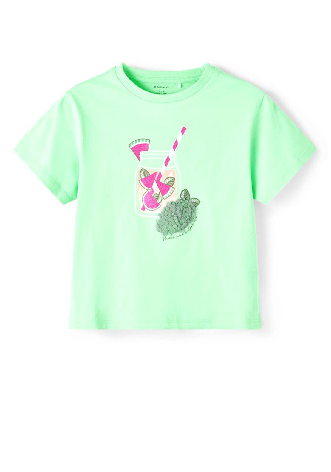 Name It Kid Girl Datine Loose Fit T-Shirt, Green Ash