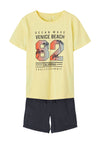 Name It Mini Boys Jerl Beach Print T-Shirt and Shorts, Snapdragon