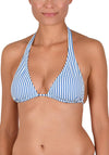 Naturana Stripe Bikini Top, Blue & White