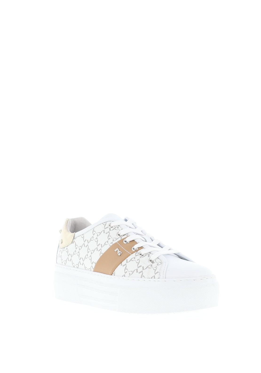 Nero Giardini Leather Logo Platform Trainers, White