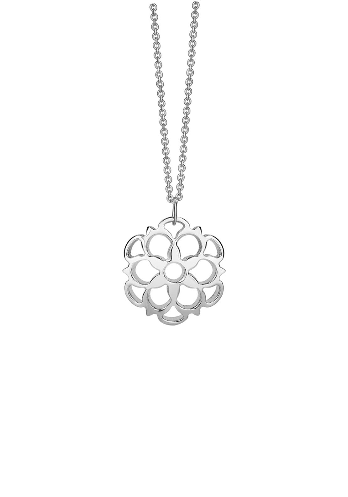 Newbridge Floral Charm Necklace, Silver