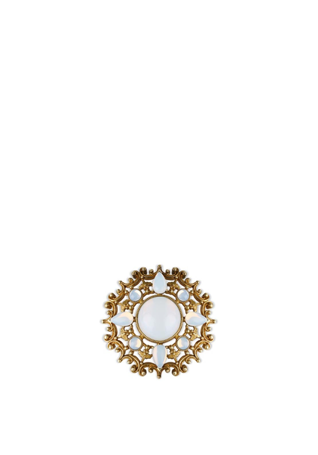 Newbridge Round Brooch with Opal Coloured Stone Settings, Gold
