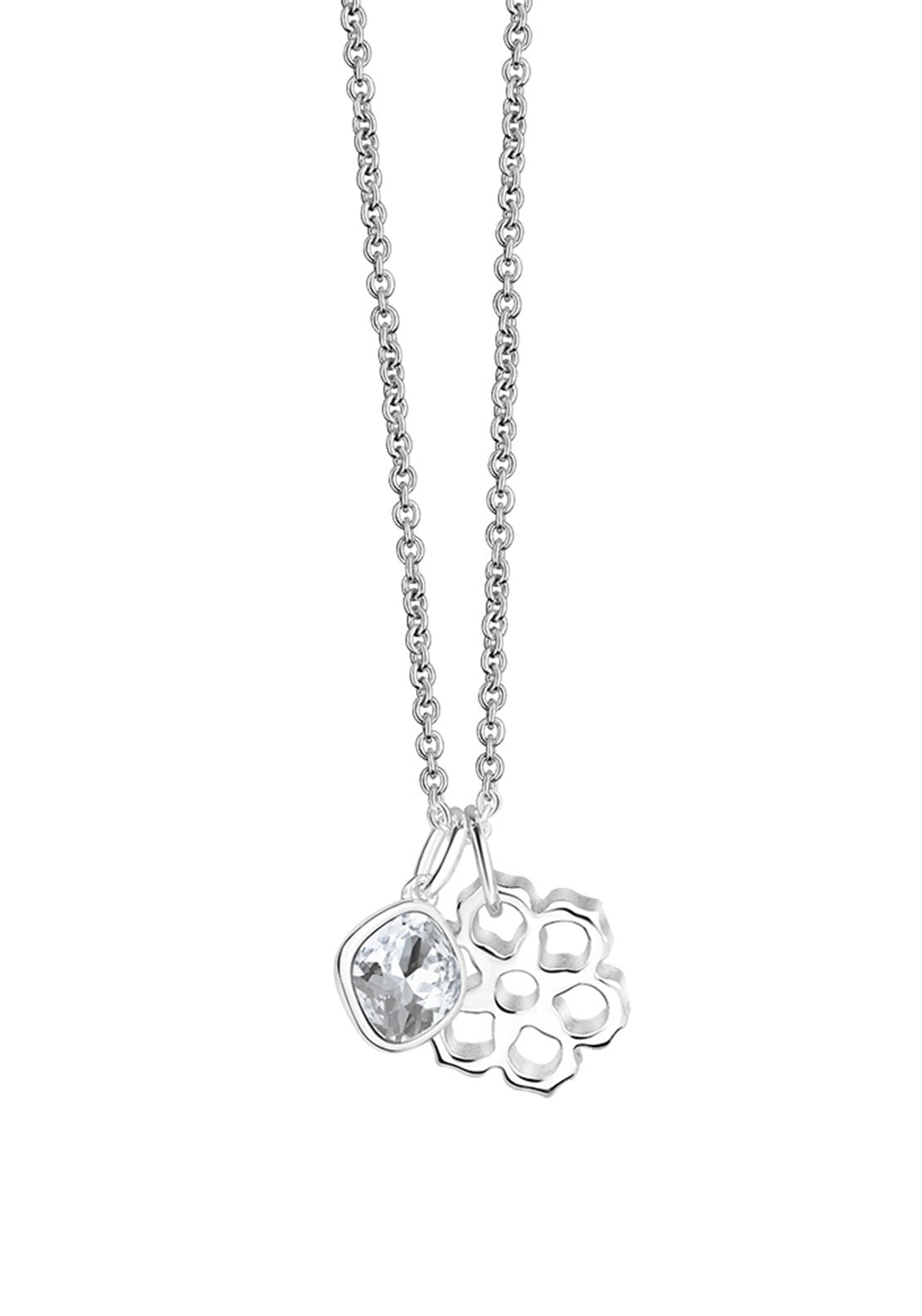 Newbridge Floral Silverplate Pendant Clear