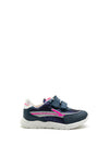 Pablosky Girls Glitter Swoosh Trainer, Navy and Pink