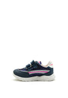 Pablosky Girls Glitter Swoosh Trainer, Navy and Pink