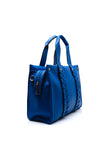 Zen Collection Faux Leather Braid Medium Grab Bag, Blue