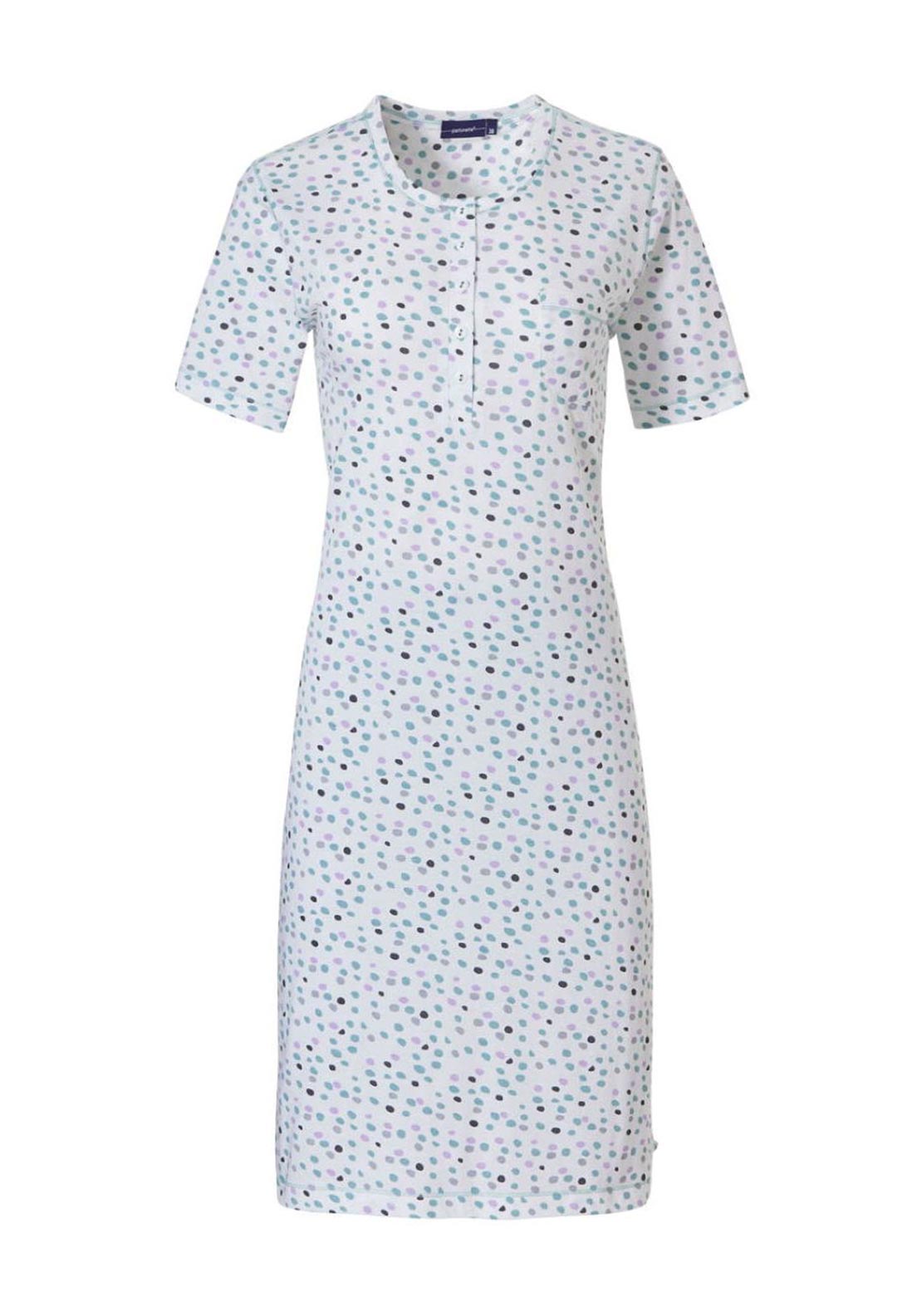 Pastunette Sleeveless Round Neck Dot Nightdress, White Multi