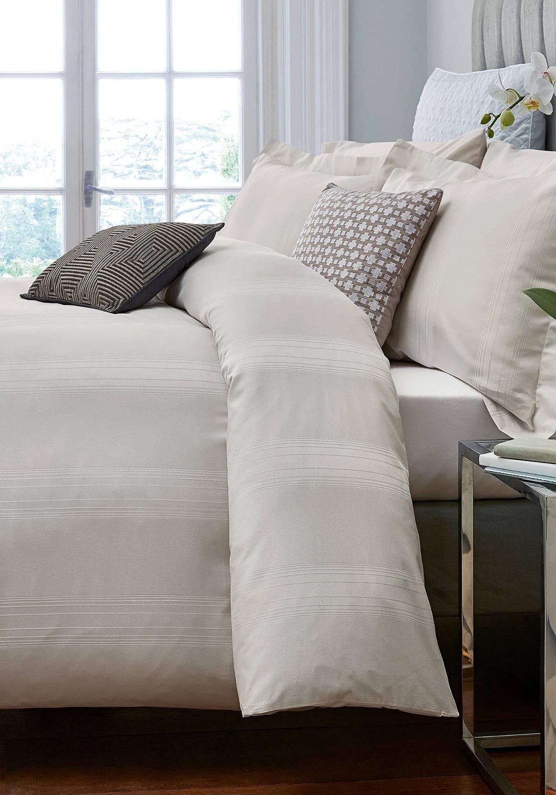 Peacock Blue Hotel Capella 200 TC Duvet Set, Cashmere