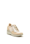 Pitillos Leather Mesh Panel Wedged Trainers, Beige