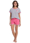 Rebelle Stripe Pink Passion Fruit Short Pyjama Set, Pink