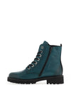 Remonte Leather Side Zip Lace up Boots, Turquoise